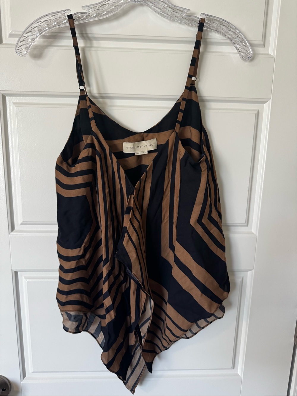 Stella McCartney Black & Brown Geometric Stripe Silk Cami